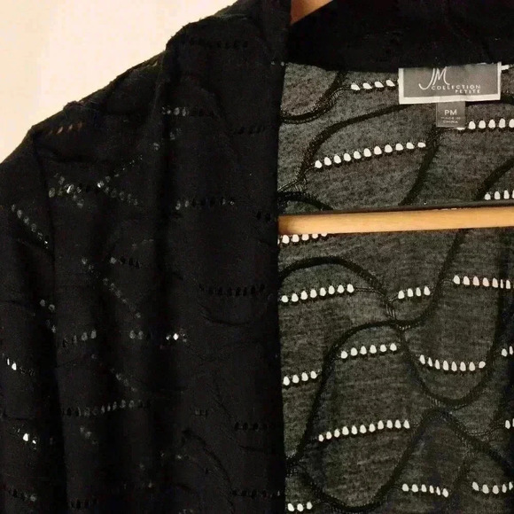 JM Collection Petite cardigan with hole detailed pattern women black - Picture 11 of 12